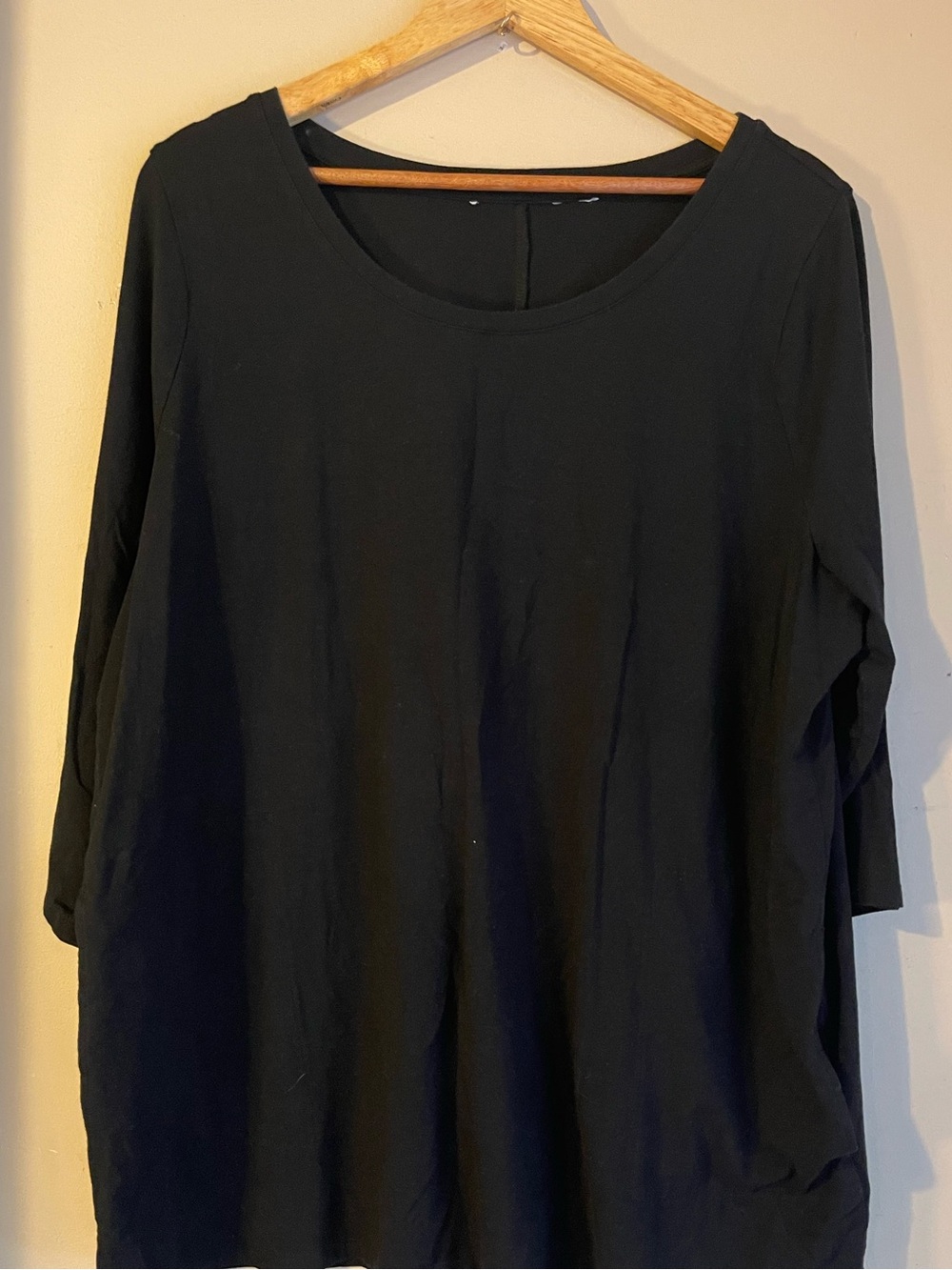LOGO by Lori Goldstein Black Cotton Modal Stretch Pocket Tunic Top 1X